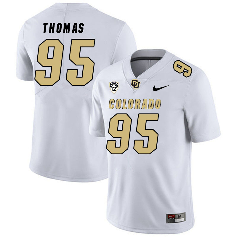 Men #95 Bishop Thomas Colorado Buffaloes College Football Jerseys Stitched Sale-White